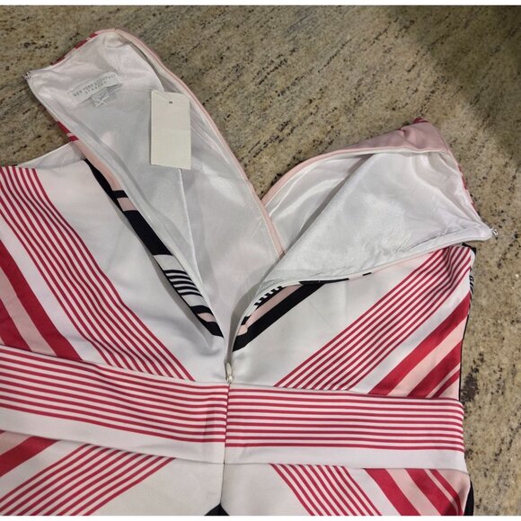 New! New York & Company Dress Pink Black Women's M Chevron Sleeveless Sheath NWT - Picture 13 of 15